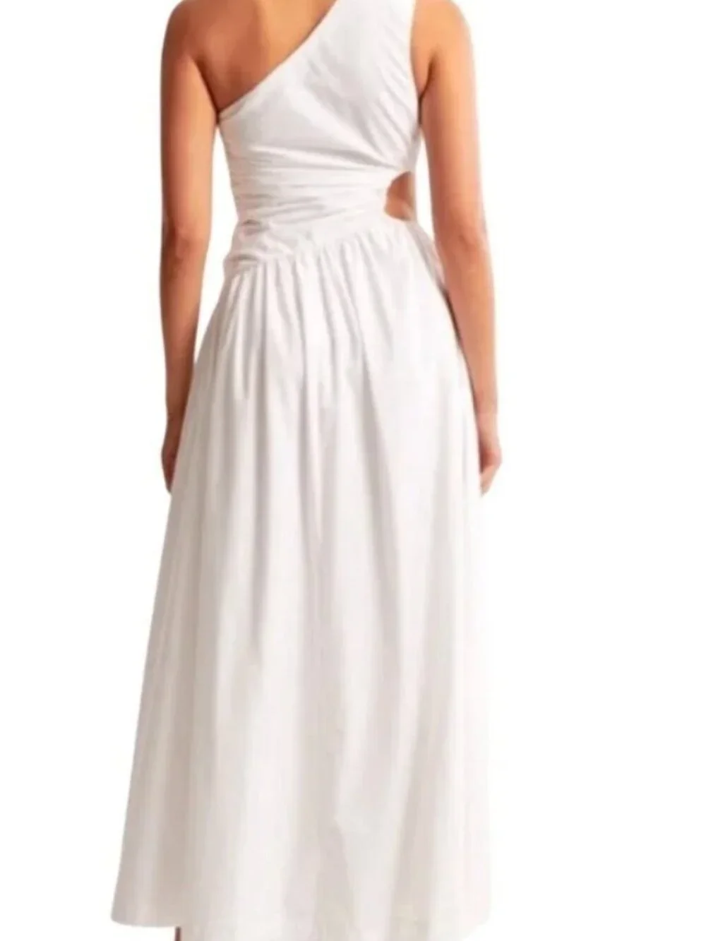 Abercrombie & Fitch Women's White Dress SZ S NWOT Pockets Maxi Cotton One should